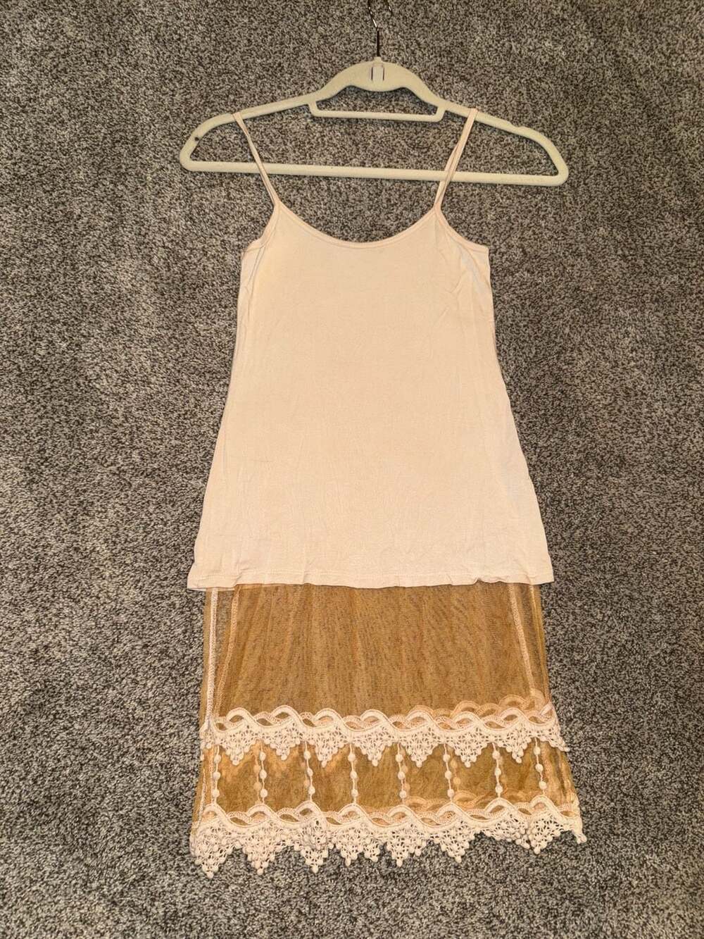 Custom tea stained Grace & Lace Slip Extender Beige Camisole